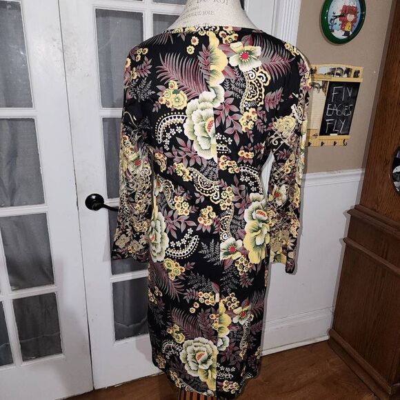 Almatrichi Madrid Spain Womens Black Floral Embroidered Dress 40 8 - Picture 2 of 5